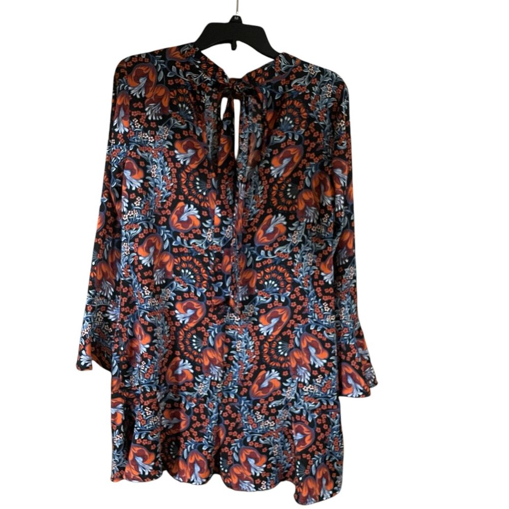 Women's Floral Long Sleeve Babydoll Blouse, Size Medium